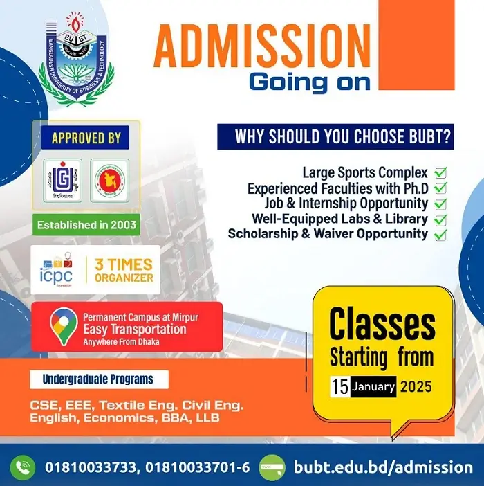 BUBT Admission-Bangladesh University of Business and Technology